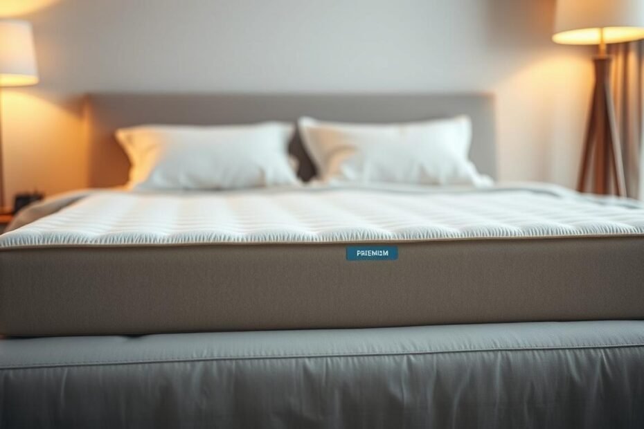 A cozy bedroom scene with a premium StylesMaven mattress topper taking center stage. The plush, orthopedic memory foam surface gently contours to the user's spine, offering targeted support and pressure relief. Soft, breathable fabric in a neutral tone creates a serene, relaxing ambiance, complemented by warm, diffused lighting from a floor lamp. The mattress topper is positioned on a simple, minimalist bed frame, with the surroundings blurred to draw the viewer's focus. Inviting textures, soothing colors, and an air of tranquility convey the comfortable user experience of the StylesMaven護脊床褥.